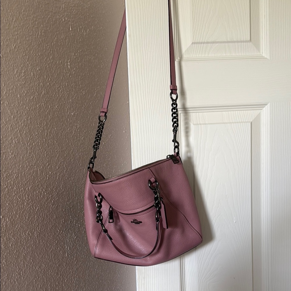 Coach Pink Crossbody Bag with Chain Detail
